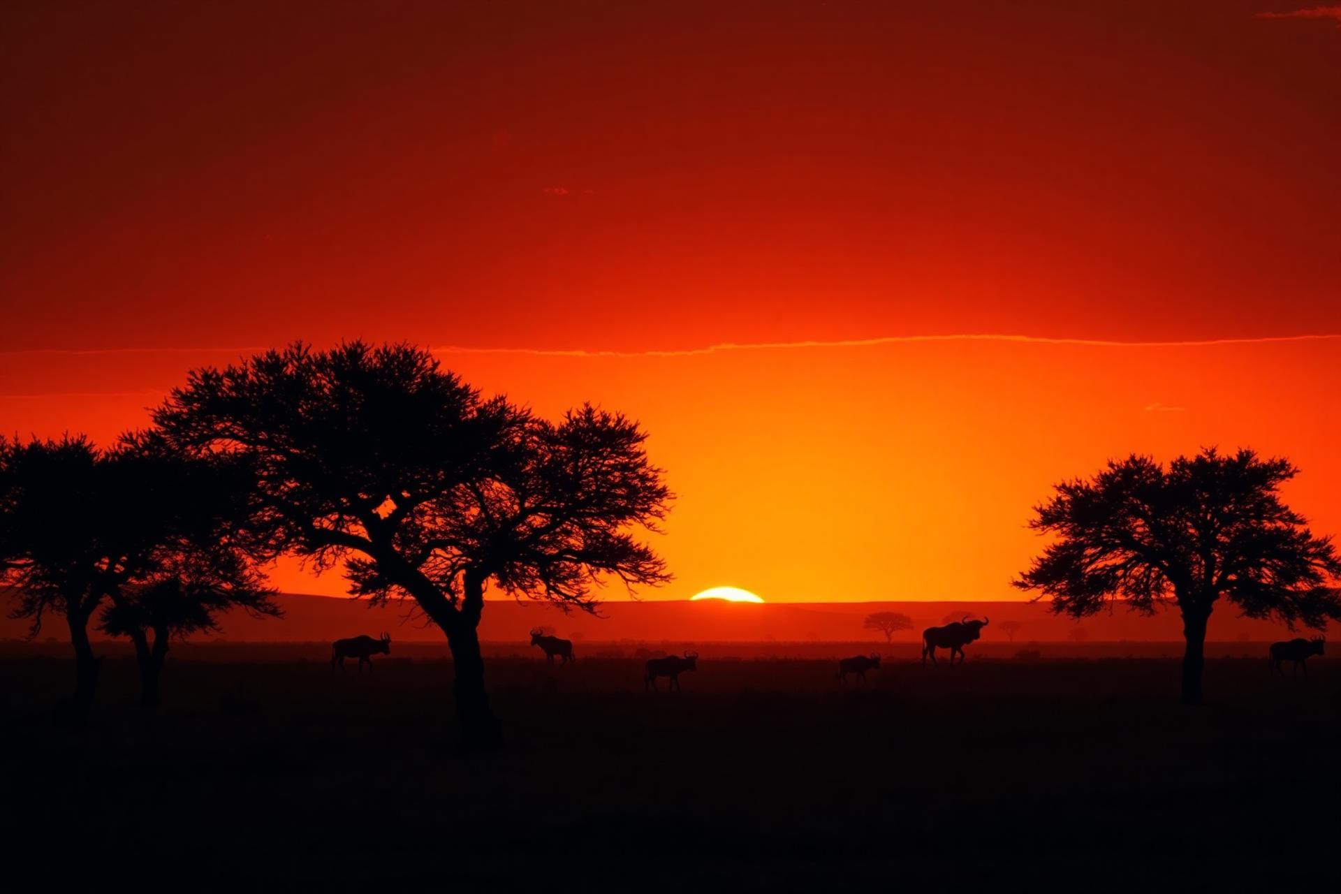 Serengeti grassland at golden hour